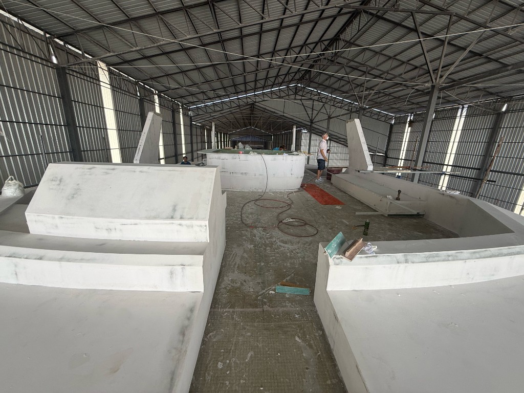 Upper deck mouldings taking shape inside the build hangar
